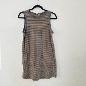 Roxy sleeveless tank top T-shirt dress grey yellow stripe women’s medium 8 short